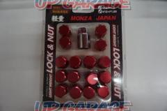 MONZA カラーナット ロックナットセット 27mm 16本 袋 M12xP1.25 レッド