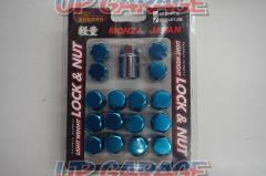 MONZA カラーナット ロックナットセット 27mm 16本 袋 M12xP1.25 ブルー