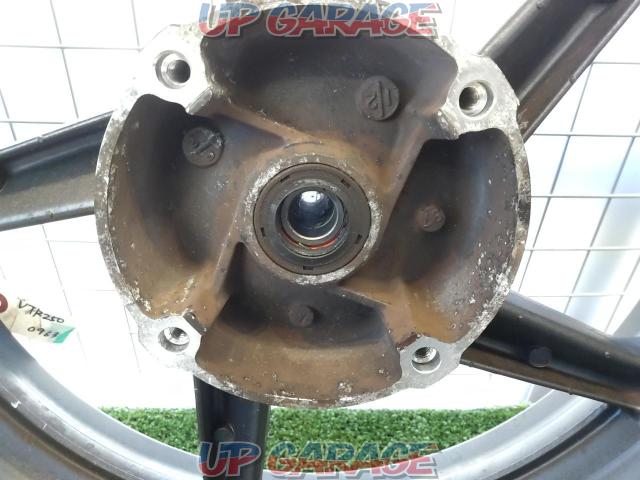 Honda
Wheel
Stamped 24S
J17
MT 4.00
It seems to be compatible with VTR250-05