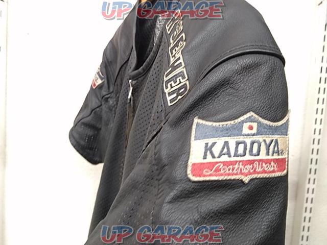 【サイズ:LL】KADOYA レザーベスト ブラック-08